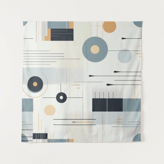 Pasteltinten retro geometrisch patroon wandkleed (Voorkant (horizontaal))