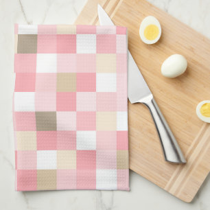 PASTELTINTEN VAN ROZE & BRUIN KUBUSPATROON THEEDOEK