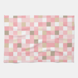 PASTELTINTEN VAN ROZE & BRUIN KUBUSPATROON THEEDOEK