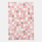 PASTELTINTEN VAN ROZE & BRUIN KUBUSPATROON THEEDOEK (Verticaal)
