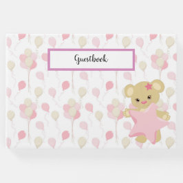 PASTELTINTEN VAN ROZE & BRUINE BALLONNEN & TEDDYBE GASTENBOEK