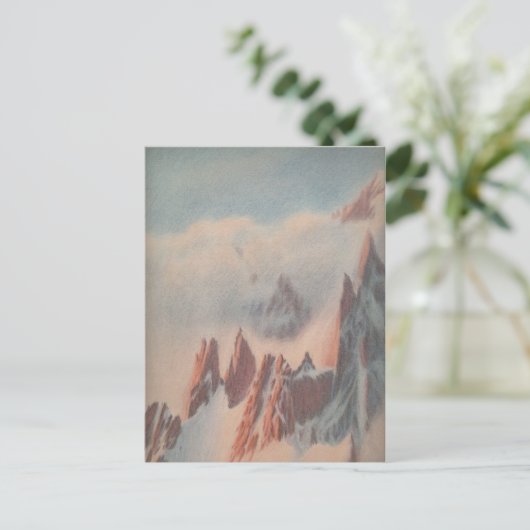  pasteltrekkend gletsjerlandschap in de bergen briefkaart (Staand voorkant)
