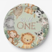 PastelTropical Wild One Oerwoud Safari Animals Papieren Bordje (Voorkant)