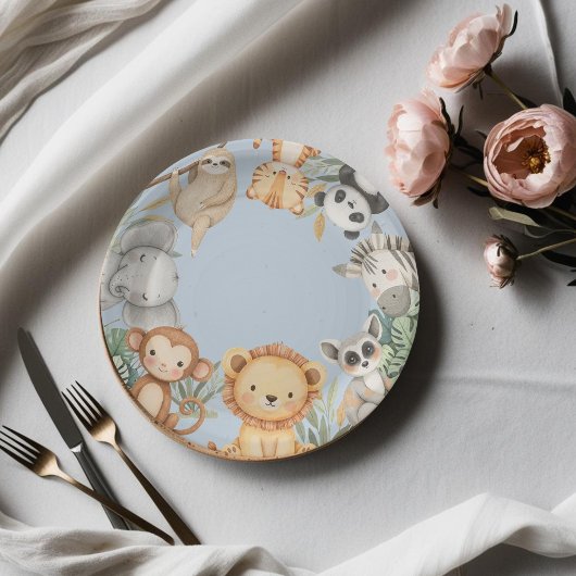 PastelTropical Wild One Oerwoud Safari Animals Papieren Bordje