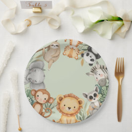 PastelTropical Wild One Oerwoud Safari Animals Papieren Bordje