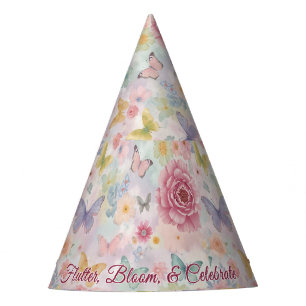 Pasteltuin Bloemen en Vlinders Feesthoedjes
