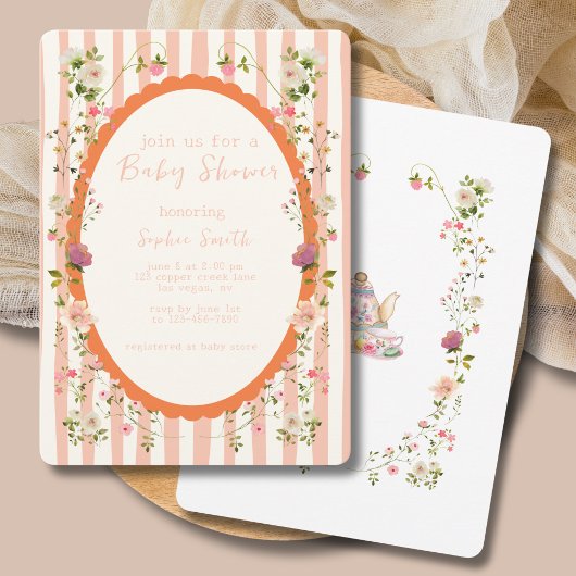 Pasteltuin grillige krans Baby shower Kaart