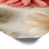 Pasteltuin: handgemaakte 3D-bloemenflat lay Poster (Hoek)