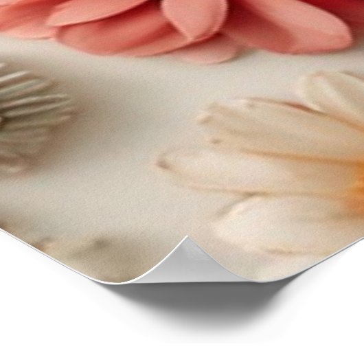 Pasteltuin: handgemaakte 3D-bloemenflat lay Poster (Hoek)