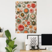 Pasteltuin: handgemaakte 3D-bloemenflat lay Poster (Thuiskantoor)