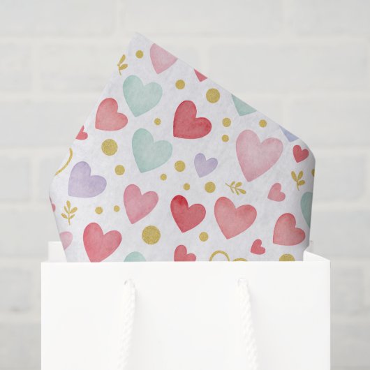Pasteltuin Hartjes & Gouden Botanische Glans Tissuepapier (Cadeauzakje)