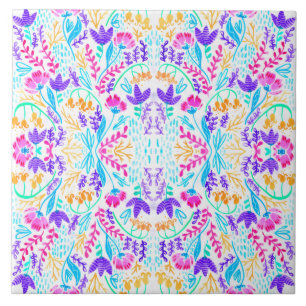 Pasteltuin met bloemen tegeltje