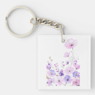 Pasteltuin met zachte bloemenweelde sleutelhanger
