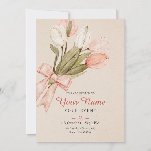 Pasteltulpen bloemen kaart (Voorkant)