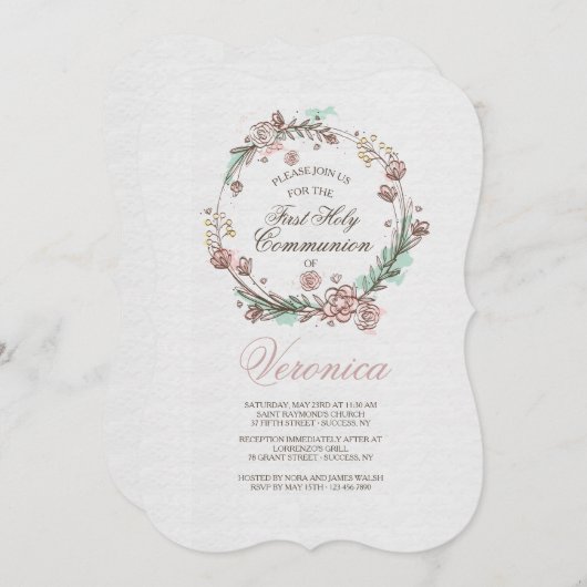 pasteluitnodiging kaart (Voorkant / Achterkant)