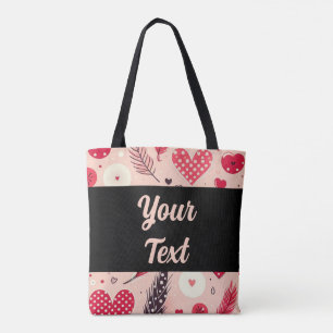 Pastelveer en hartpatroon tote bag