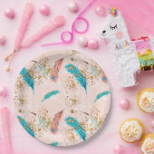 Pastelveren Roze Teal Blauwe Gouden Papieren Bord (Feest)