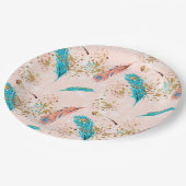 Pastelveren Roze Teal Blauwe Gouden Papieren Bord (Gekanteld)