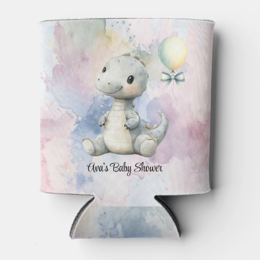 Pastelverf Splash Schattige dinosaurus Baby shower Blikjeskoeler (Voorkant)