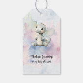 Pastelverf Splash Schattige dinosaurus Baby shower Cadeaulabel (Achterkant)