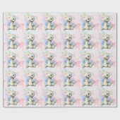 Pastelverf Splash Schattige dinosaurus Baby shower Cadeaupapier (Vlak)