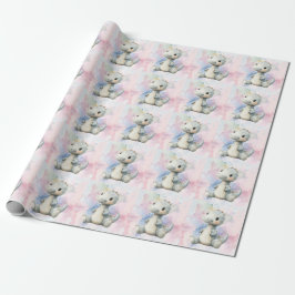Pastelverf Splash Schattige dinosaurus Baby shower Cadeaupapier
