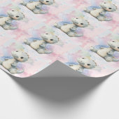 Pastelverf Splash Schattige dinosaurus Baby shower Cadeaupapier (Hoek)