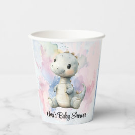 Pastelverf Splash Schattige dinosaurus Baby shower Papieren Bekers