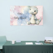 Pastelverf Splash Schattige dinosaurus Baby shower Spandoek (Beurs)