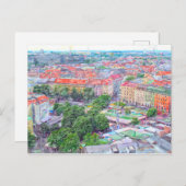 Pastelverf van de Viktualienmarkt van München. Briefkaart (Voorkant / Achterkant)