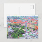 Pastelverf van München Viktualienmarkt markt. Briefkaart (Voorkant / Achterkant)