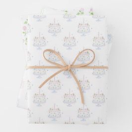 Pastelverjaardagstaart inpakpapier vel