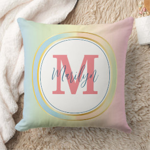 Pastelverloop Naam & Monogram Sierkussen