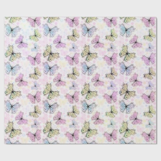 pastelvlinder cadeaupapier (Vlak)