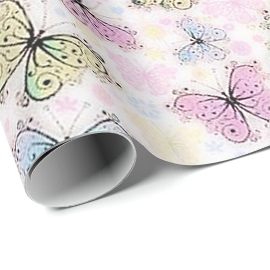 pastelvlinder cadeaupapier (Rol Hoek)