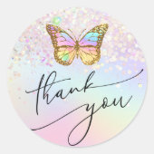 pastelvlinder dank u klassieke ronde sticker (Voorkant)