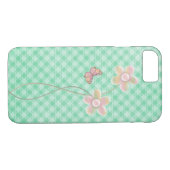 pastelvlinder en bloem op groen gekleurd Case-Mate iPhone case (Achterkant (Horizontaal))