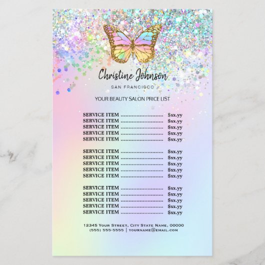 pastelvlinder schoonheidssalon flyer (Voorkant)