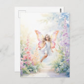  pastelvlinderfee in Flower Garden Briefkaart (Voorkant / Achterkant)