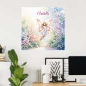  pastelvlinderfee in Flower Garden Poster (Thuiskantoor)