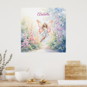  pastelvlinderfee in Flower Garden Poster (Keuken)
