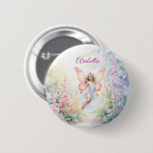  pastelvlinderfee in Flower Garden Ronde Button 5,7 Cm (Voorkant /achterkant)