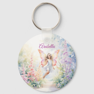  pastelvlinderfee in Flower Garden Sleutelhanger