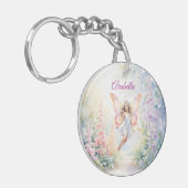  pastelvlinderfee in Flower Garden Sleutelhanger (Voorkant Links)