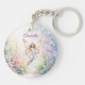  pastelvlinderfee in Flower Garden Sleutelhanger (Achterkant)