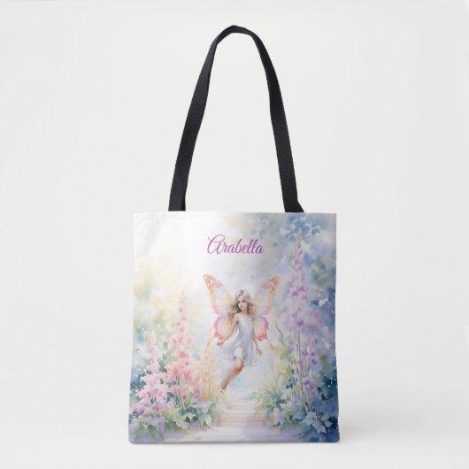  pastelvlinderfee in Flower Garden Tote Bag (Voorkant)