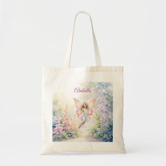  pastelvlinderfee in Flower Garden Tote Bag (Voorkant)