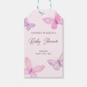 Pastelvlinders Roze Paarse Baby shower Cadeaulabel (Voorkant)