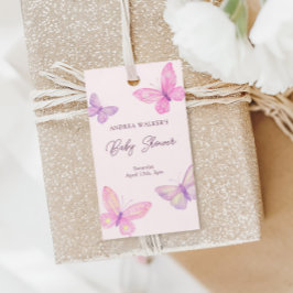 Pastelvlinders Roze Paarse Baby shower Cadeaulabel