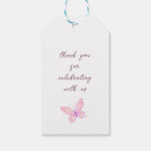 Pastelvlinders Roze Paarse Baby shower Cadeaulabel (Achterkant)